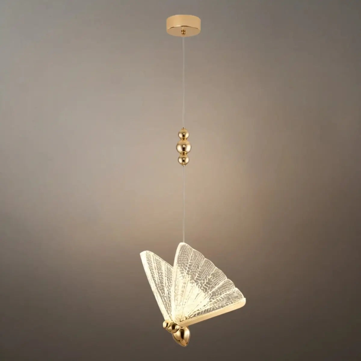 Art Deco Butterfly Pendant Light - Gold Metal & Acrylic for Bedroom - Flindria
