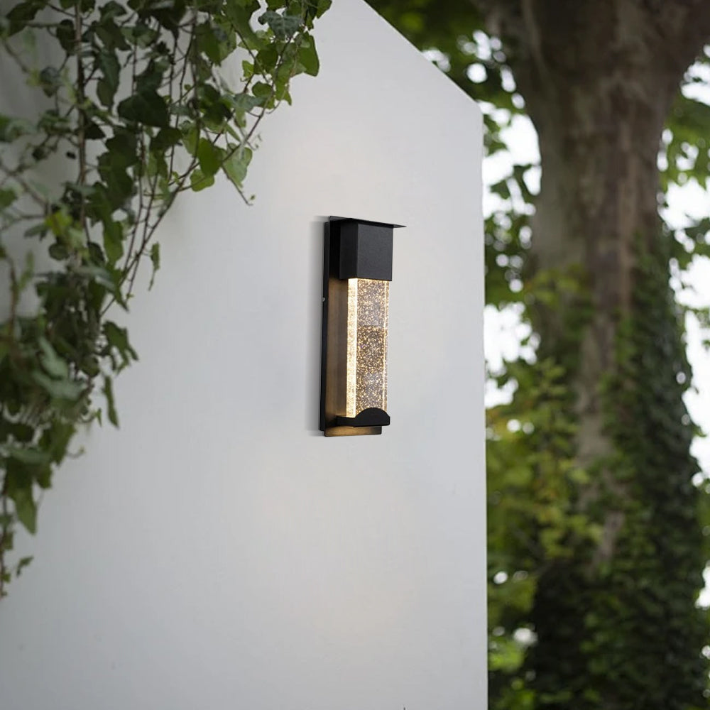 Modern Rectangle Outdoor Wall Lamp - Black Metal/Acrylic for Patio - Flindria
