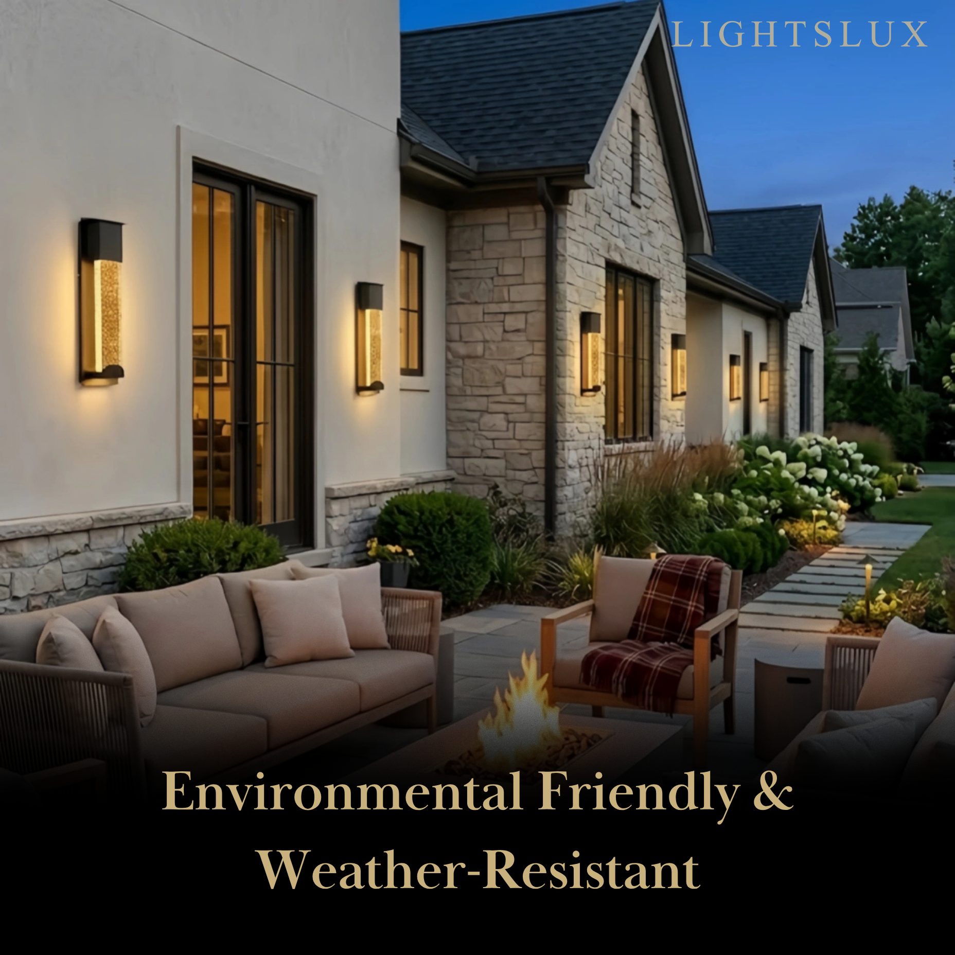 Modern Rectangle Outdoor Wall Lamp - Black Metal/Acrylic for Patio - Flindria