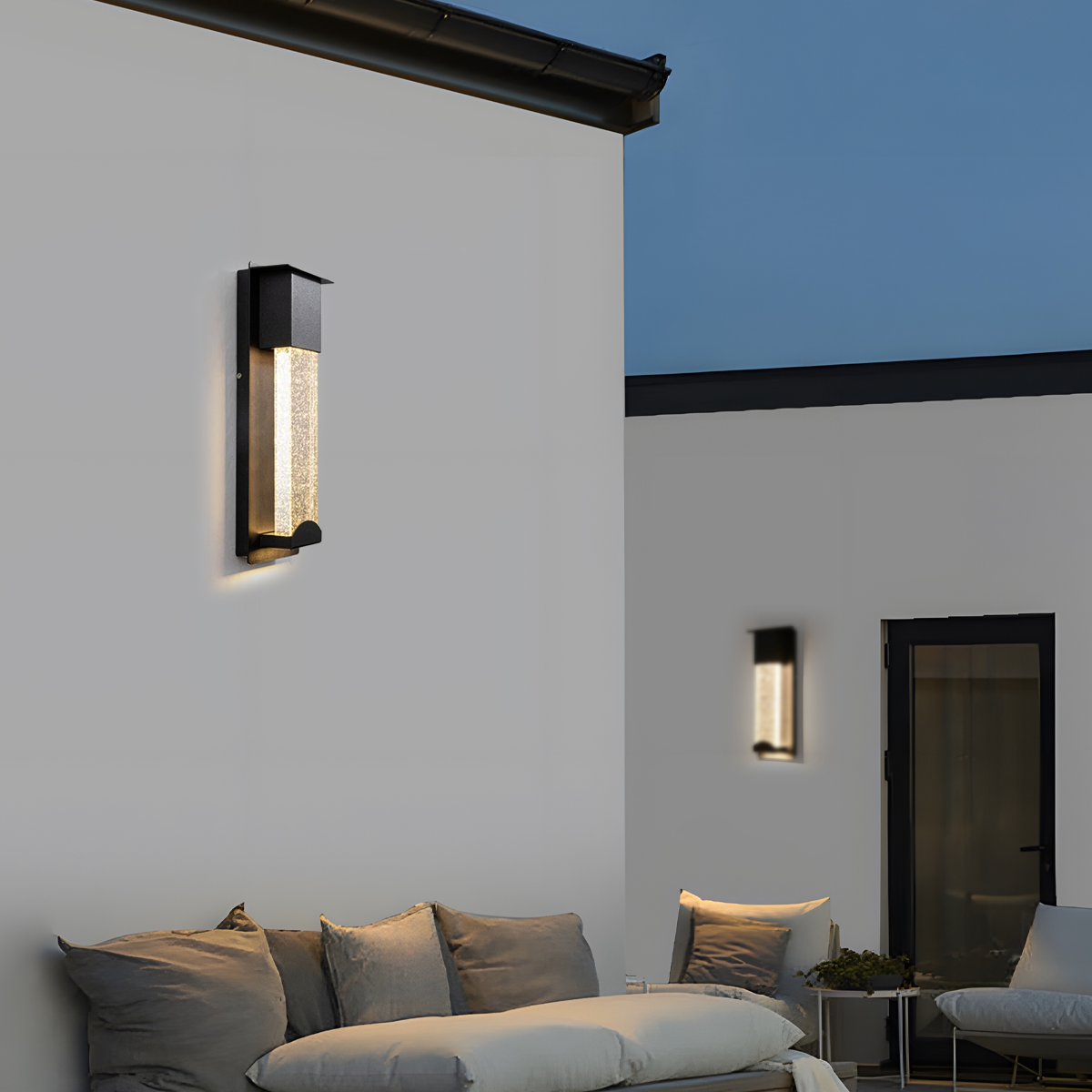 Modern Rectangle Outdoor Wall Lamp - Black Metal/Acrylic for Patio - Flindria
