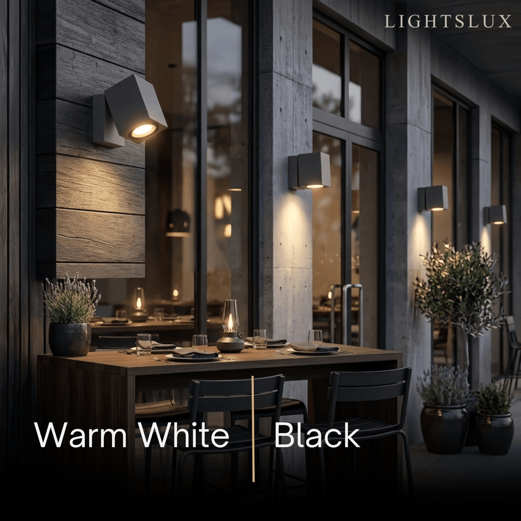 Modern Rotatable Square Wall Lamp - Black Metal for Outdoor Garden - Flindria