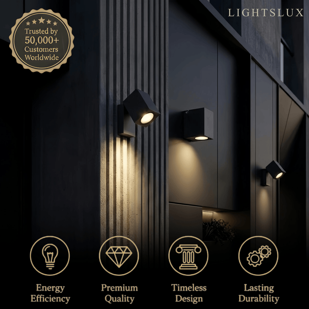 Modern Rotatable Square Wall Lamp - Black Metal for Outdoor Garden - Flindria