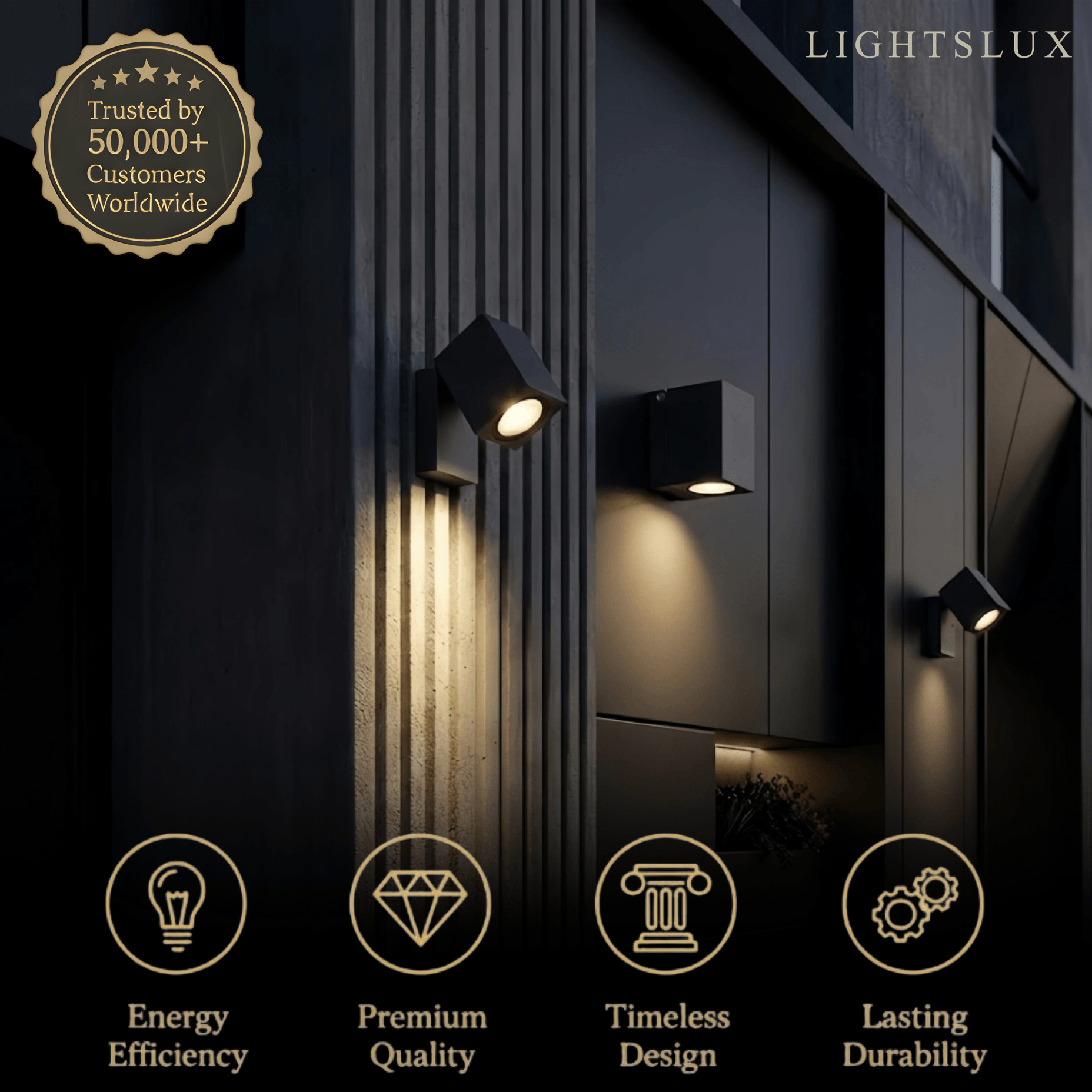 Modern Rotatable Square Wall Lamp - Black Metal for Outdoor Garden - Flindria