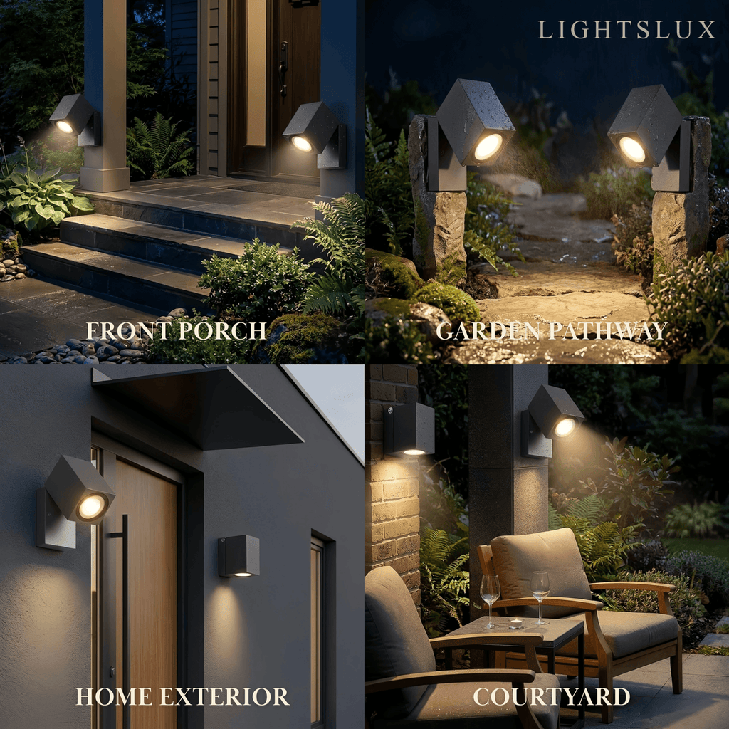Modern Rotatable Square Wall Lamp - Black Metal for Outdoor Garden - Flindria