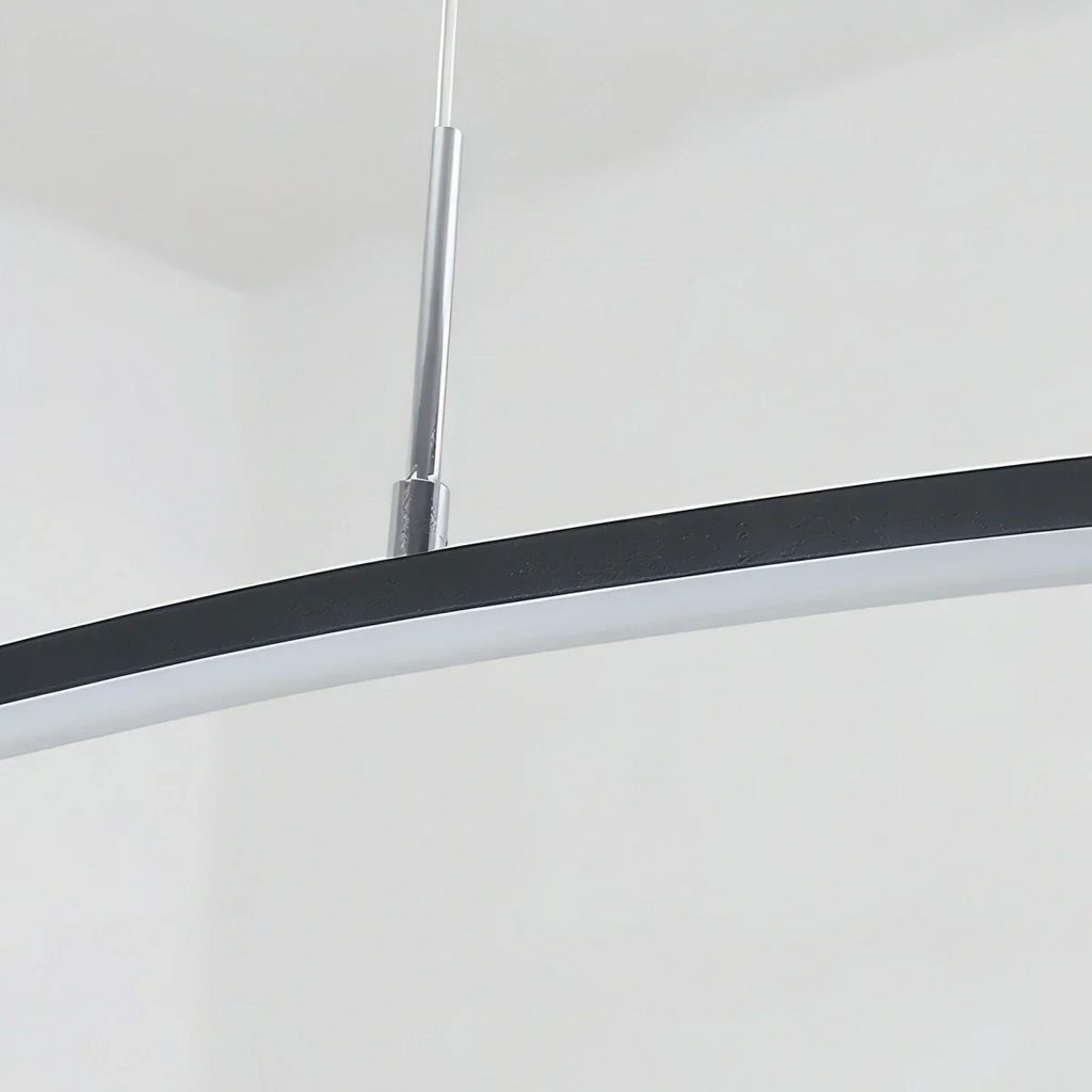 Minimalist Linear Pendant Light — Black & White Curved Metal for Dining Room - Flindria