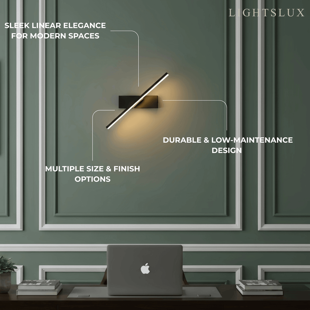 Modern Linear Wall Lamp – Black/White Metal Fixture for Bedroom - Flindria