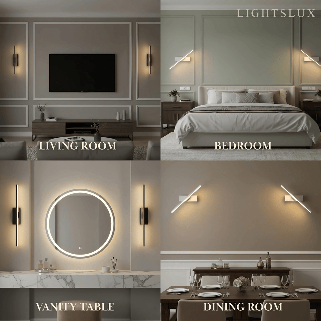 Modern Linear Wall Lamp – Black/White Metal Fixture for Bedroom - Flindria