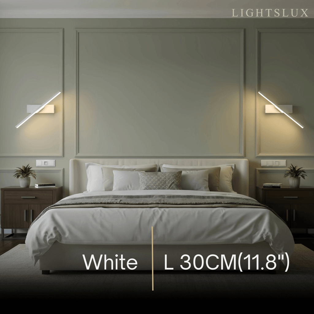 Modern Linear Wall Lamp – Black/White Metal Fixture for Bedroom - Flindria