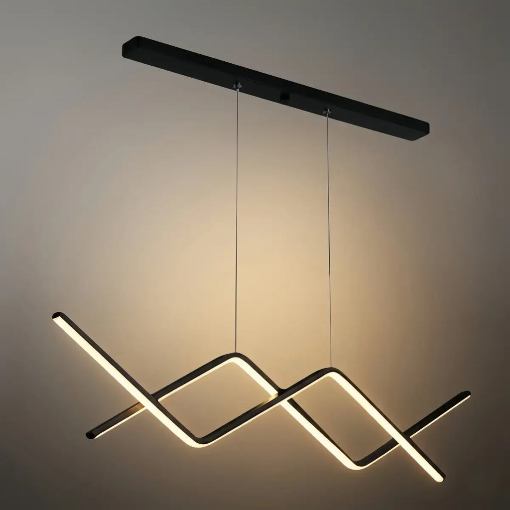 Minimalist Metal Pendant Light - Black/Gold Double Curve for Dining Room - Flindria