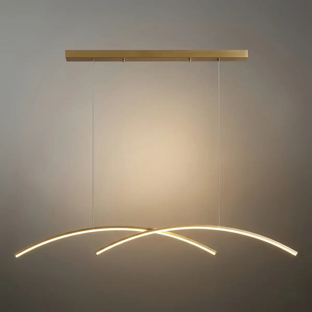 Minimalist Metal Pendant Light - Black/Gold Double Curve for Dining Room - Flindria