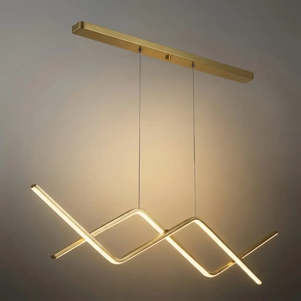 Minimalist Metal Pendant Light - Black/Gold Double Curve for Dining Room - Flindria