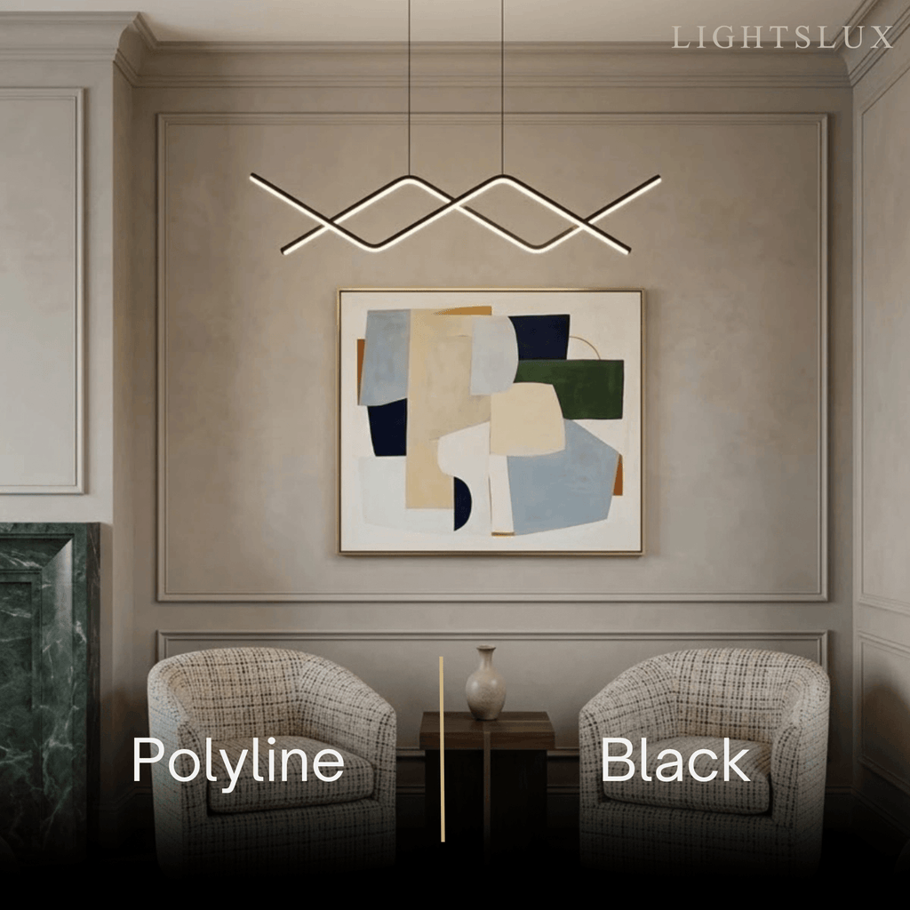 Minimalist Metal Pendant Light - Black/Gold Double Curve for Dining Room - Flindria