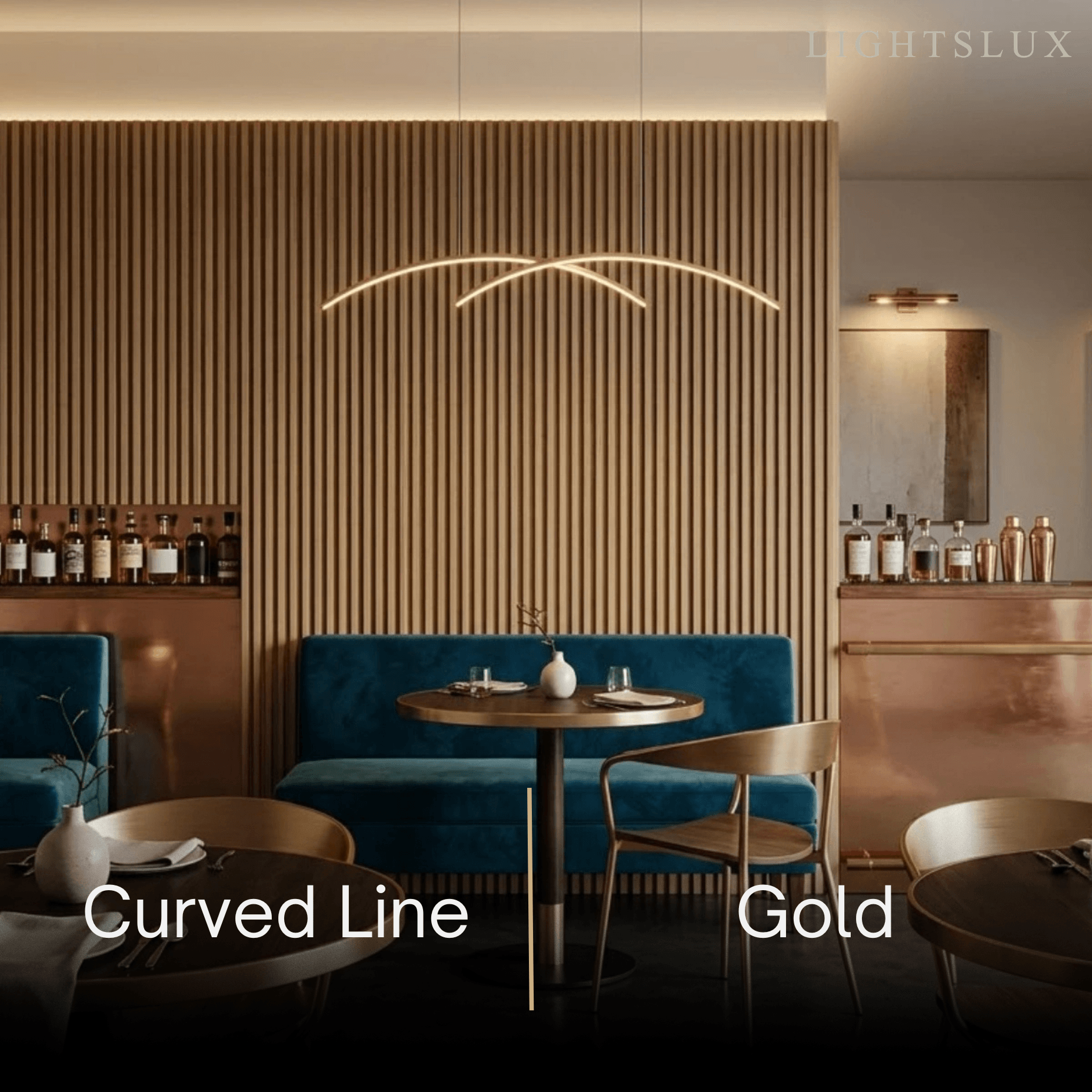 Minimalist Metal Pendant Light - Black/Gold Double Curve for Dining Room - Flindria