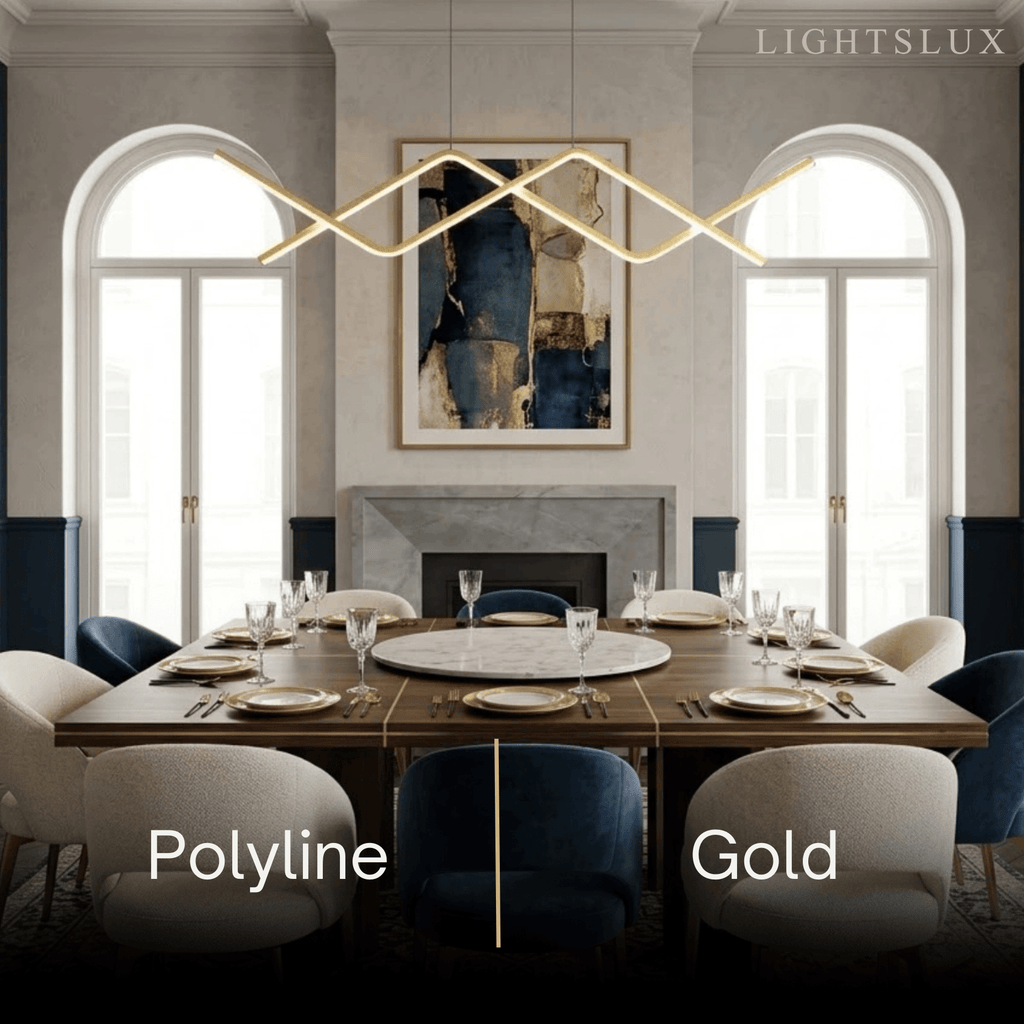 Minimalist Metal Pendant Light - Black/Gold Double Curve for Dining Room - Flindria