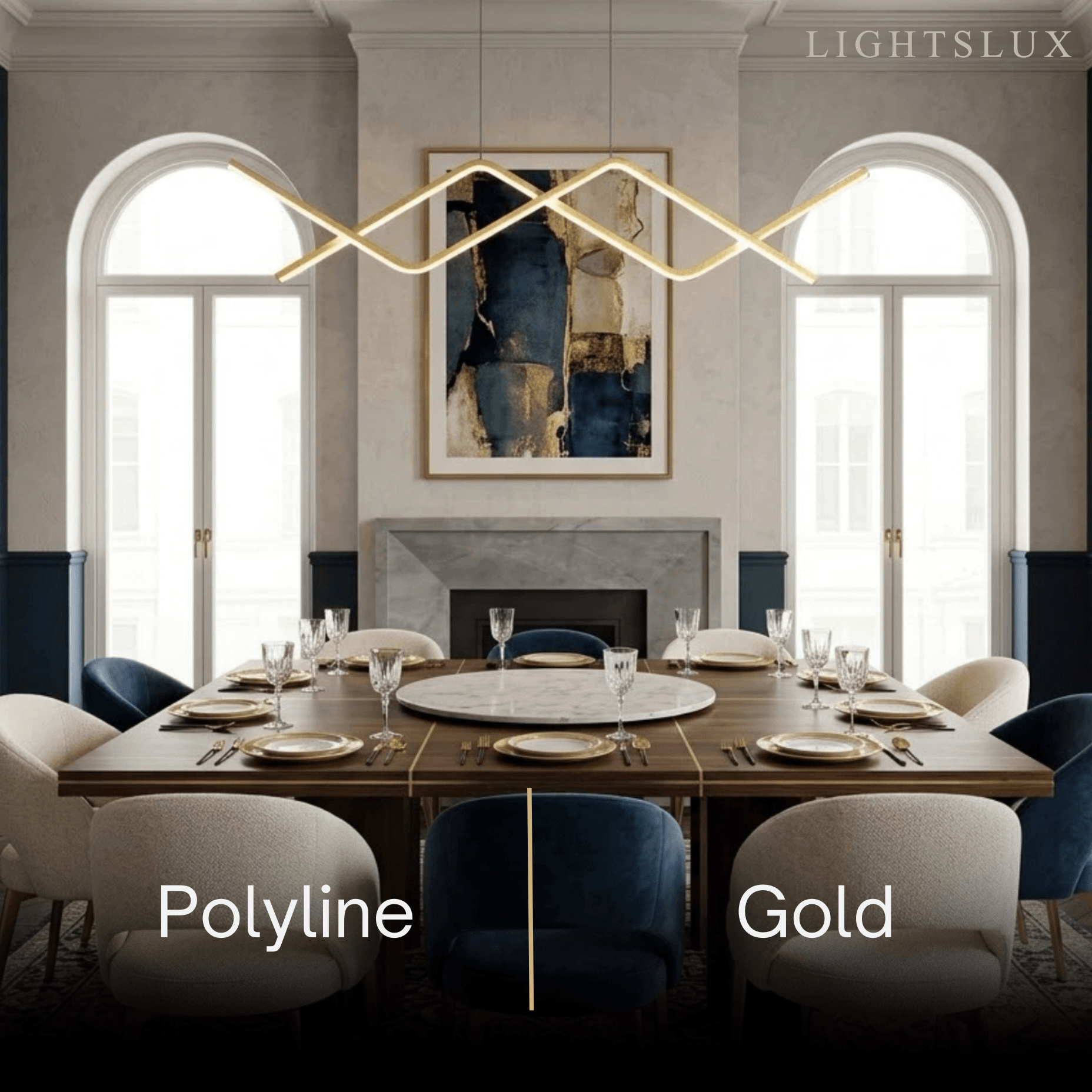 Minimalist Metal Pendant Light - Black/Gold Double Curve for Dining Room - Flindria