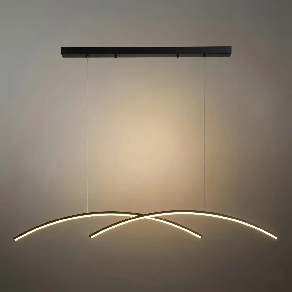 Minimalist Metal Pendant Light - Black/Gold Double Curve for Dining Room - Flindria