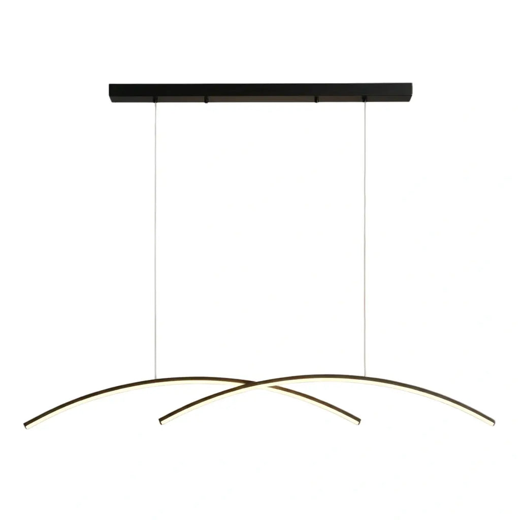 Minimalist Metal Pendant Light - Black/Gold Double Curve for Dining Room - Flindria