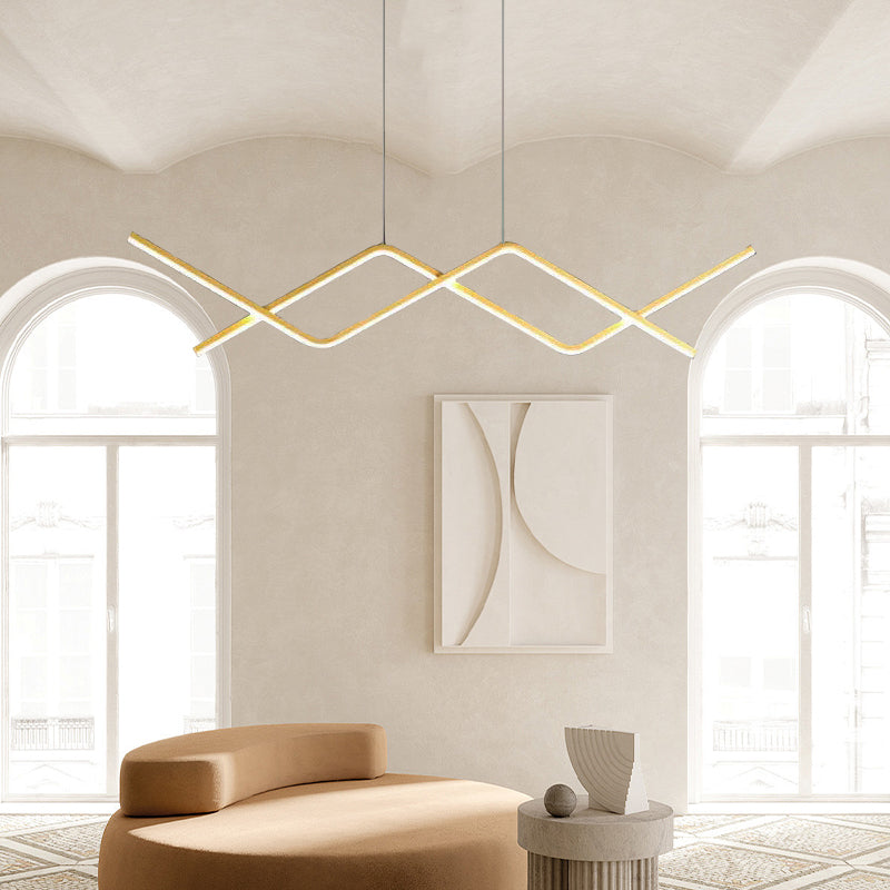 Minimalist Metal Pendant Light - Black/Gold Double Curve for Dining Room - Flindria
