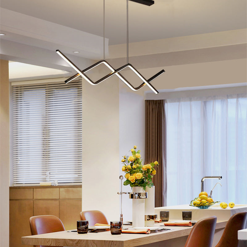 Minimalist Metal Pendant Light - Black/Gold Double Curve for Dining Room - Flindria