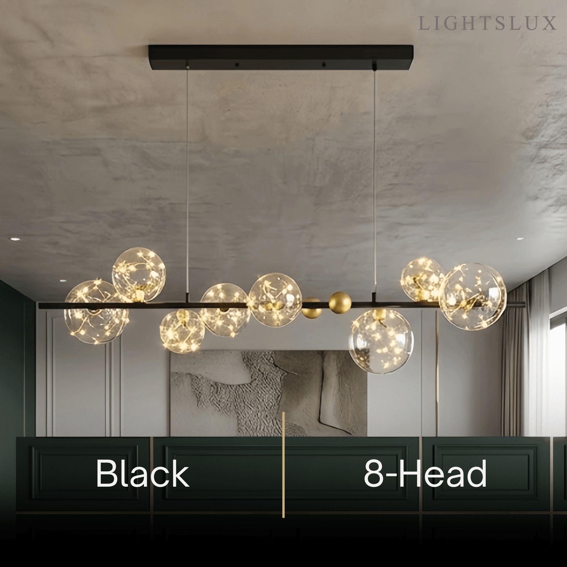 Lámpara de araña moderna de burbujas – Metal dorado/negro con vidrio cristal claro para cocina - Flindria