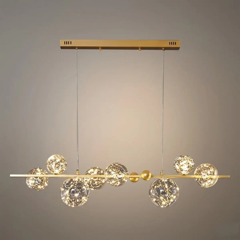 Lámpara de araña moderna de burbujas – Metal dorado/negro con vidrio cristal claro para cocina - Flindria
