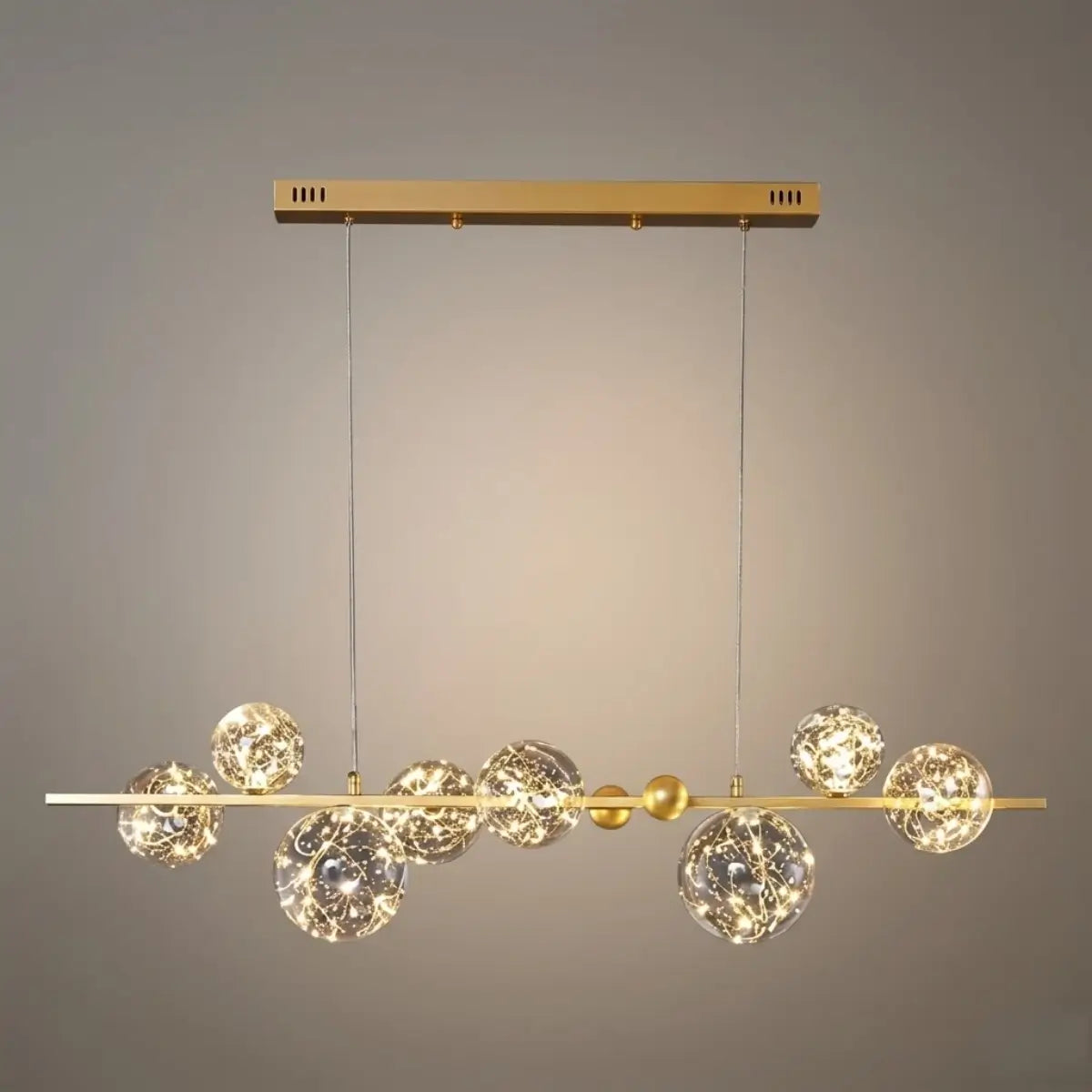 Lámpara de araña moderna de burbujas – Metal dorado/negro con vidrio cristal claro para cocina - Flindria