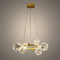 Lámpara de araña moderna de burbujas – Metal dorado/negro con vidrio cristal claro para cocina - Flindria
