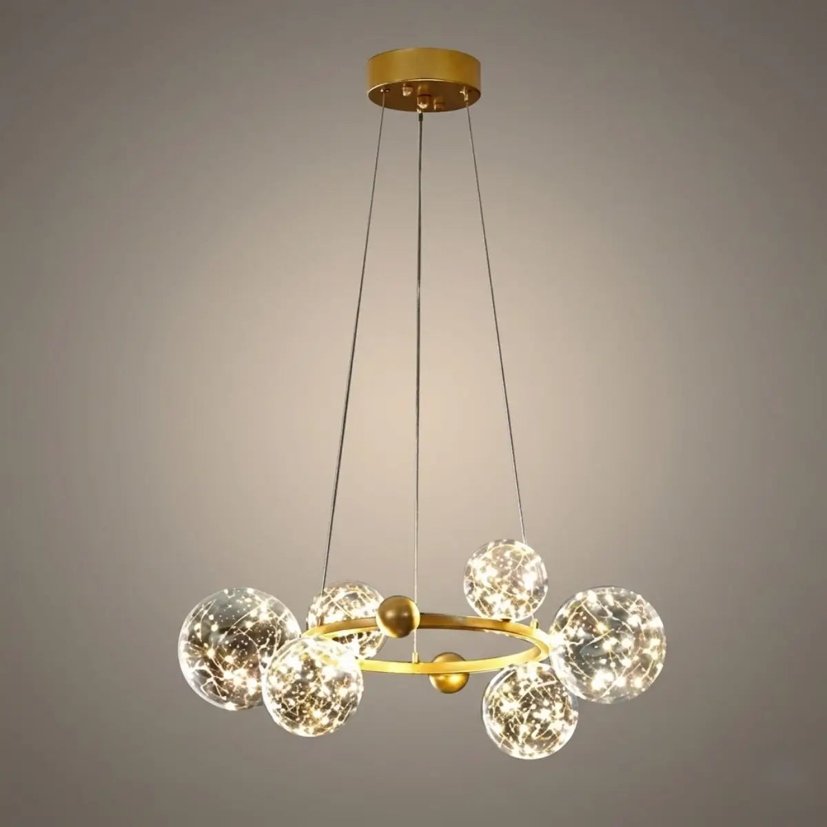 Lámpara de araña moderna de burbujas – Metal dorado/negro con vidrio cristal claro para cocina - Flindria