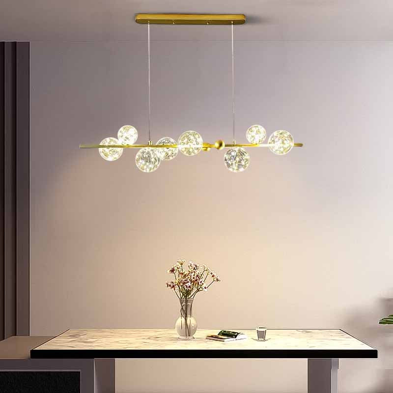 Lámpara de araña moderna de burbujas – Metal dorado/negro con vidrio cristal claro para cocina - Flindria