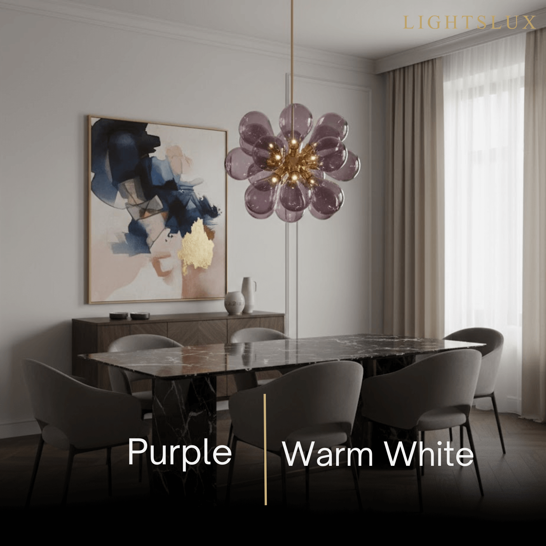 Art Deco Bubble Chandelier – Blue/Purple/White Glass for Living Room - Flindria