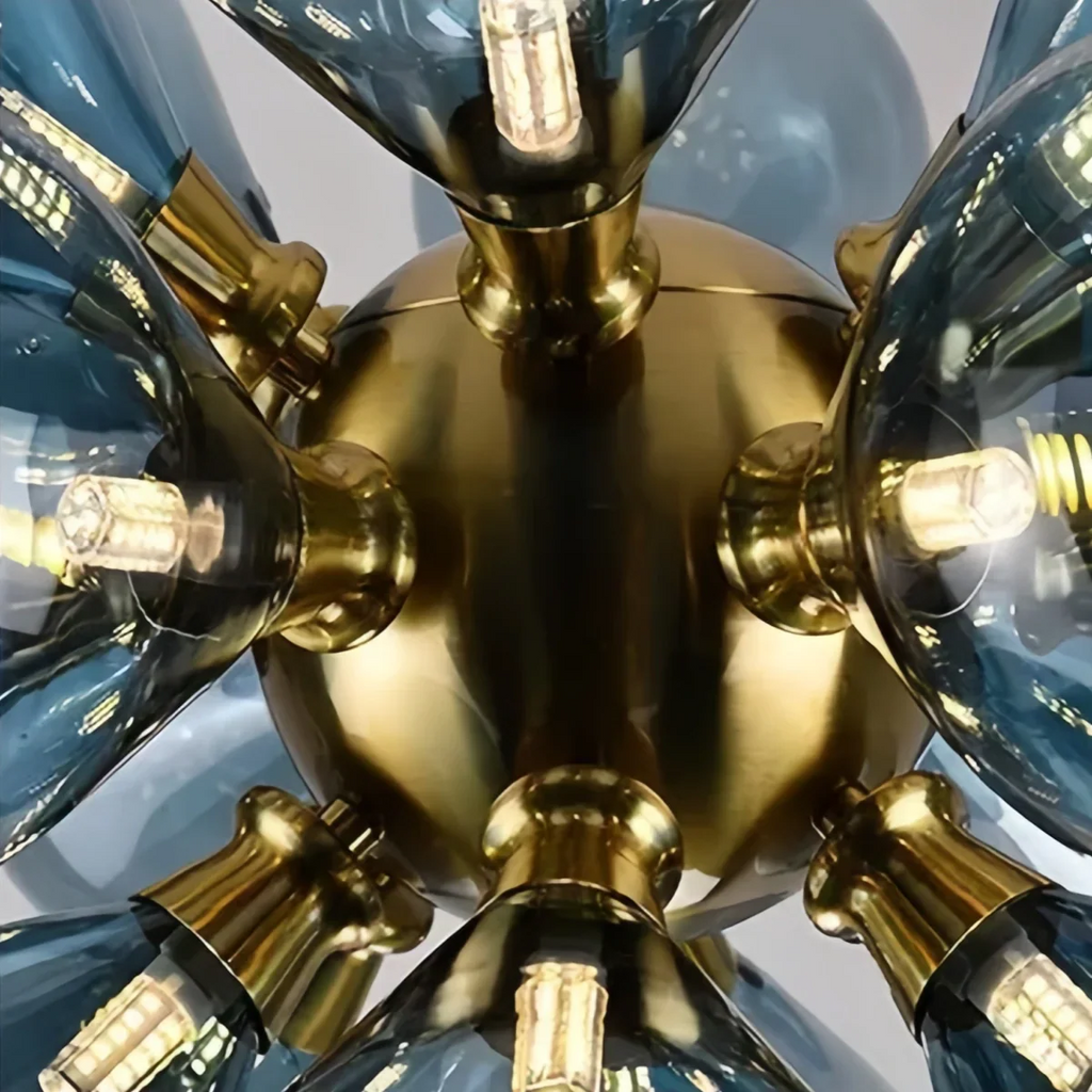 Art Deco Bubble Chandelier – Blue/Purple/White Glass for Living Room - Flindria