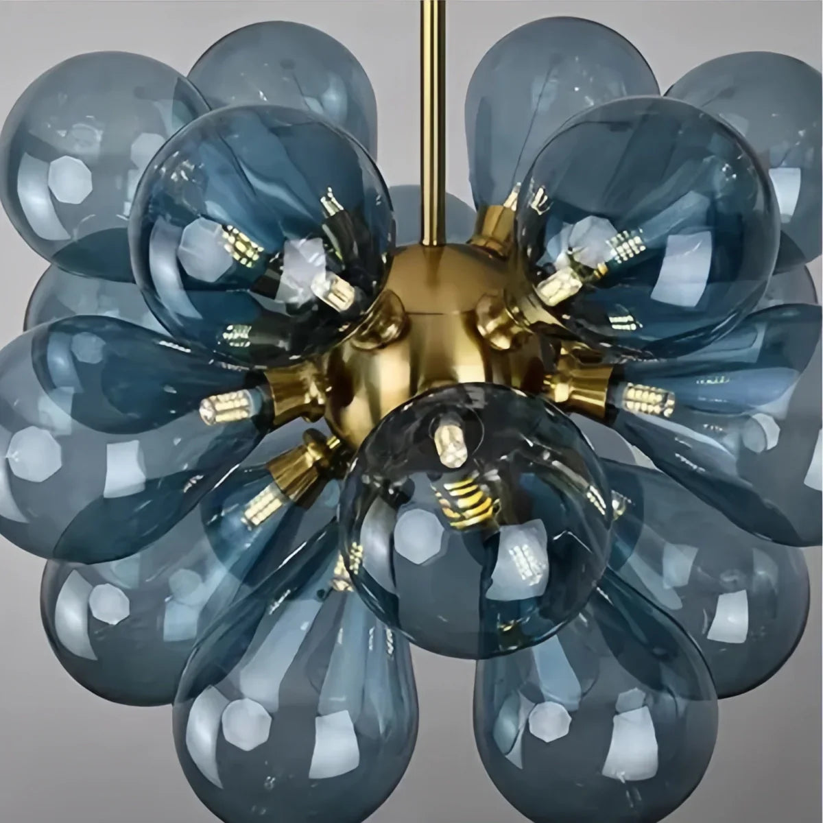 Art Deco Bubble Chandelier – Blue/Purple/White Glass for Living Room - Flindria