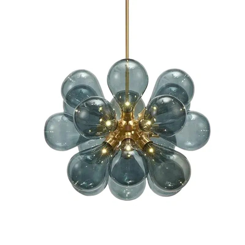 Art Deco Bubble Chandelier – Blue/Purple/White Glass for Living Room - Flindria