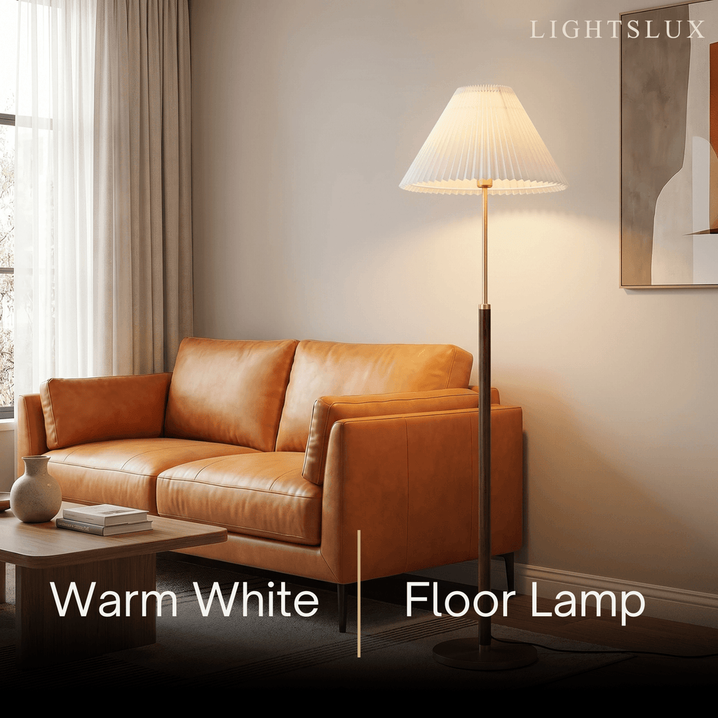 Classical Walnut Floor/Table Lamp — Metal & Fabric Linear Design for Bedroom - Flindria