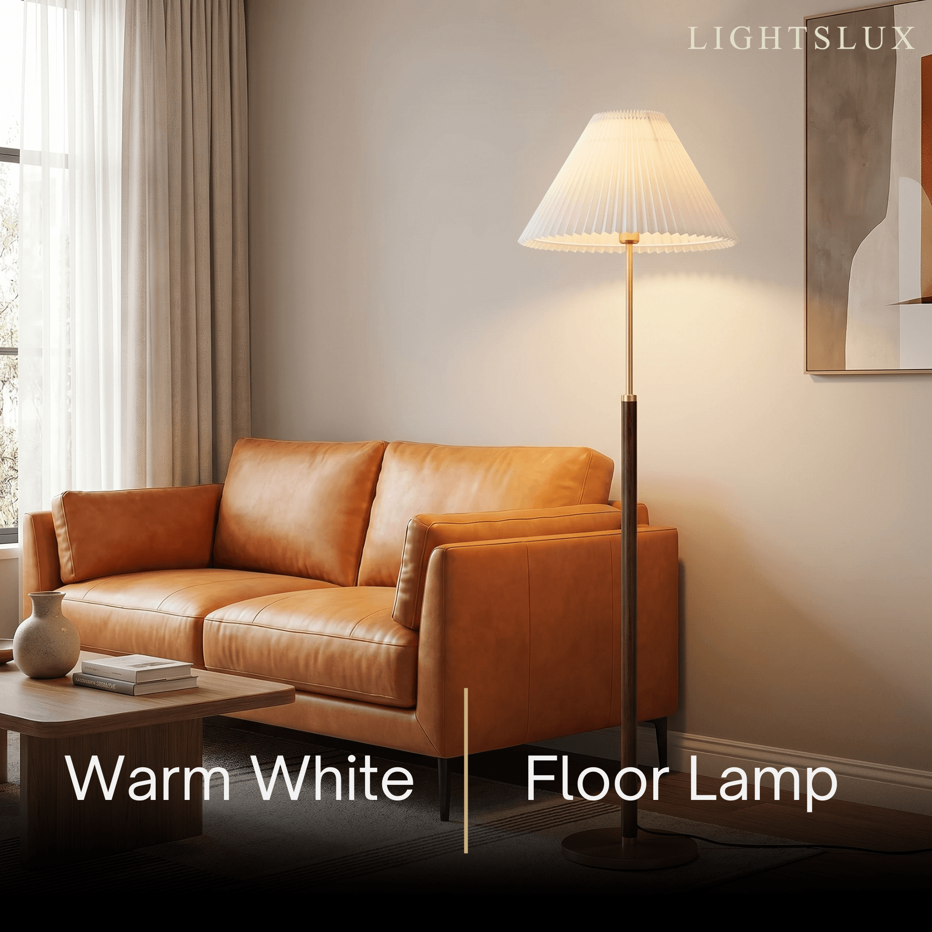 Classical Walnut Floor/Table Lamp — Metal & Fabric Linear Design for Bedroom - Flindria