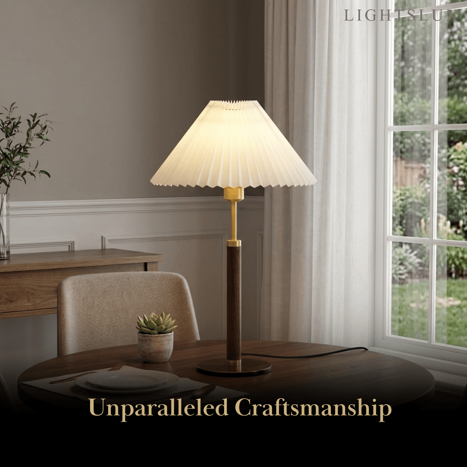Classical Walnut Floor/Table Lamp — Metal & Fabric Linear Design for Bedroom - Flindria