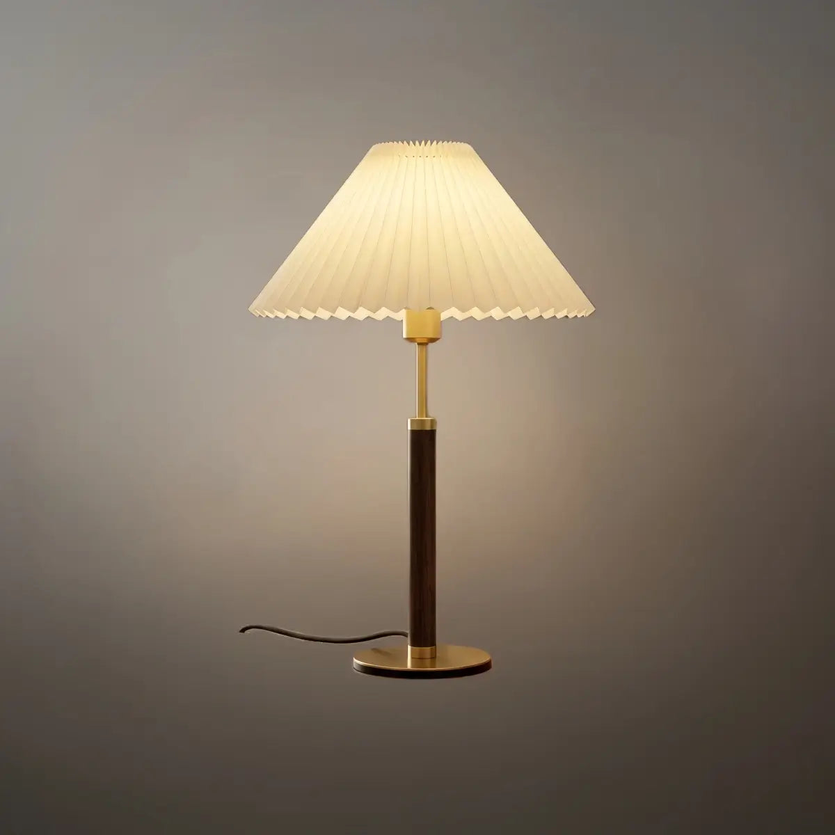 Classical Walnut Floor/Table Lamp — Metal & Fabric Linear Design for Bedroom - Flindria