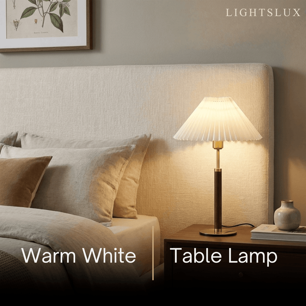 Classical Walnut Floor/Table Lamp — Metal & Fabric Linear Design for Bedroom - Flindria