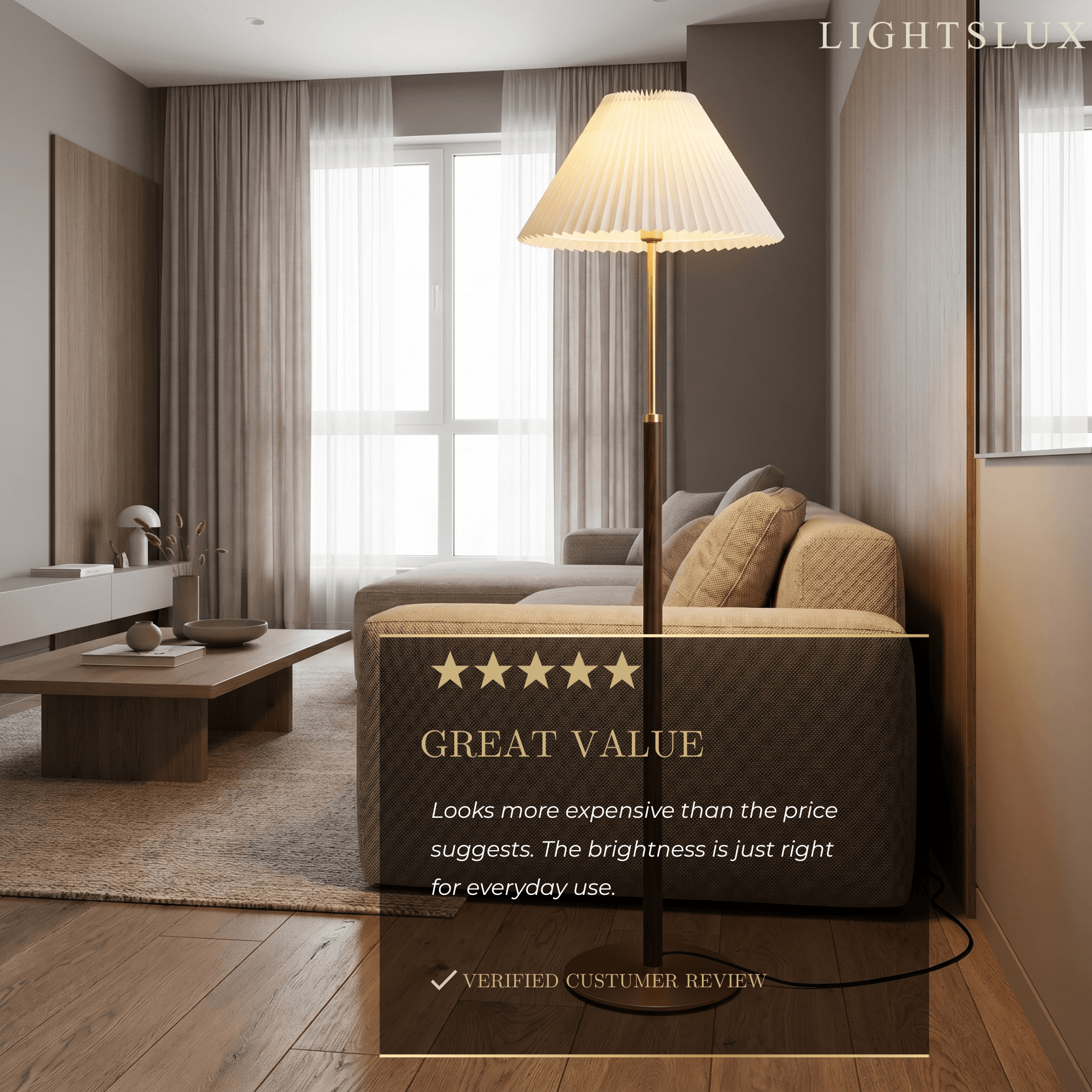 Classical Walnut Floor/Table Lamp — Metal & Fabric Linear Design for Bedroom - Flindria