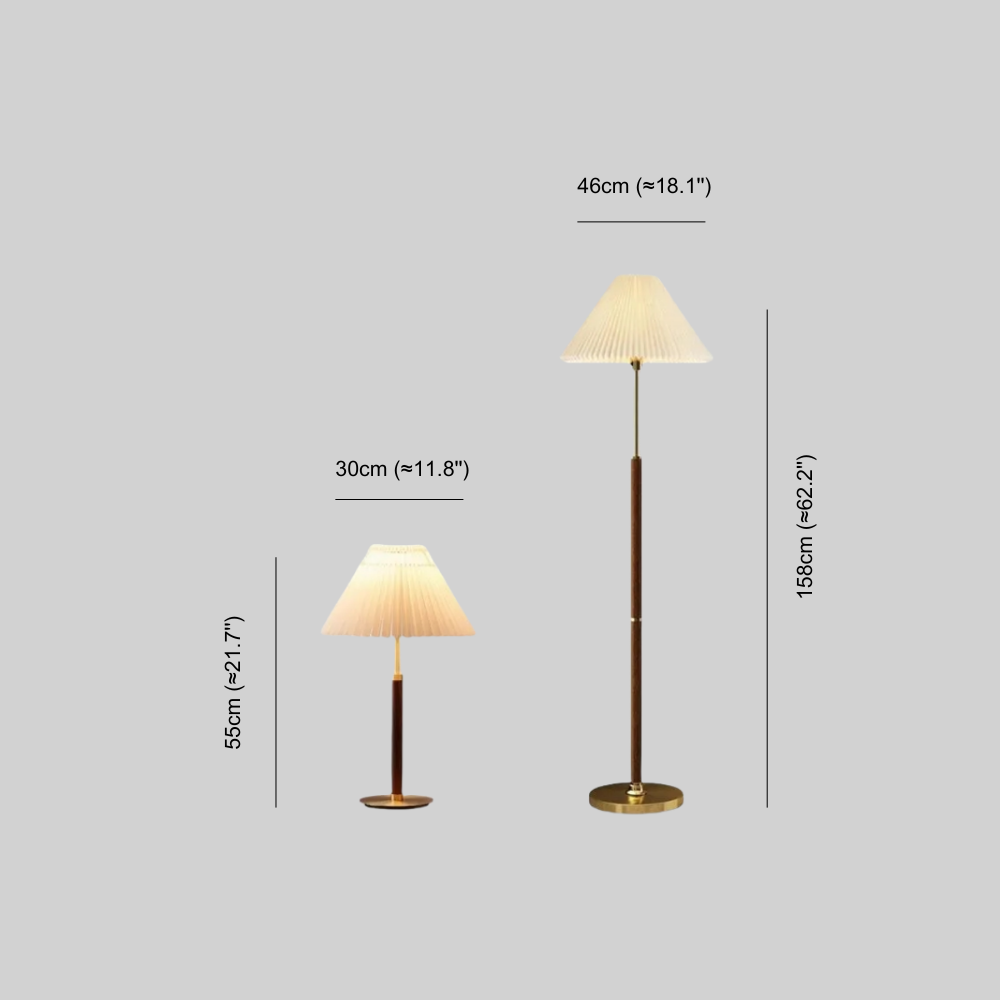 Classical Walnut Floor/Table Lamp — Metal & Fabric Linear Design for Bedroom - Flindria
