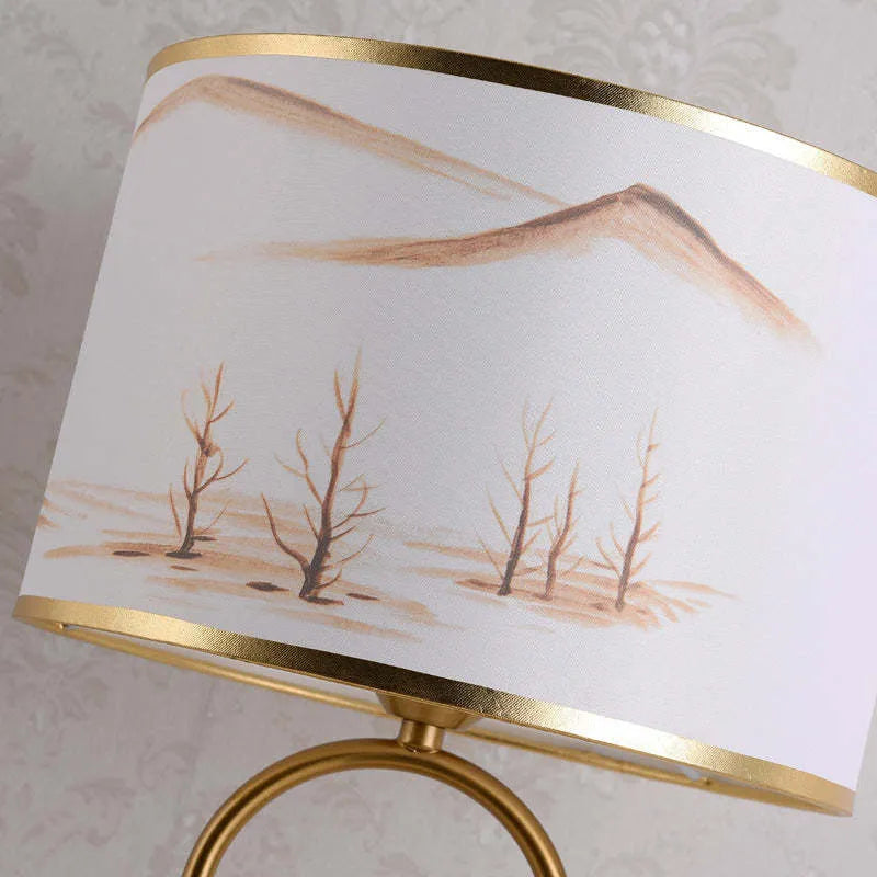 Modern Gold Floor/Table Lamp - Metal Frame with Fabric Living Room/Bedroom - Flindria