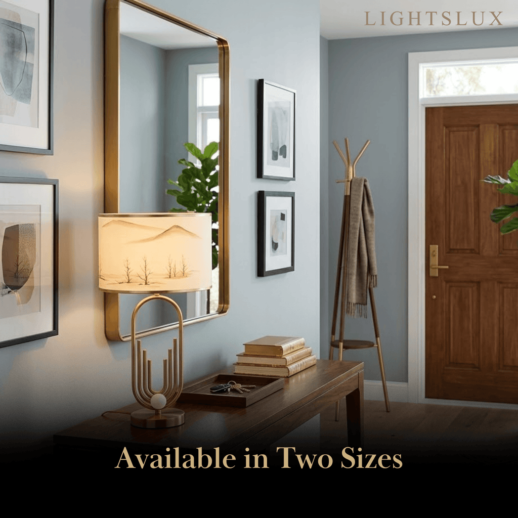 Modern Gold Floor/Table Lamp - Metal Frame with Fabric Living Room/Bedroom - Flindria