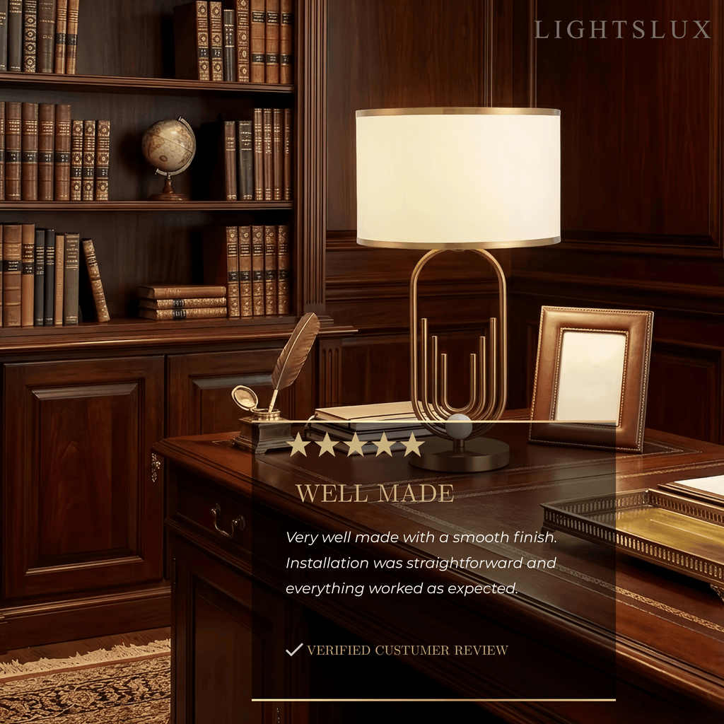 Modern Gold Floor/Table Lamp - Metal Frame with Fabric Living Room/Bedroom - Flindria