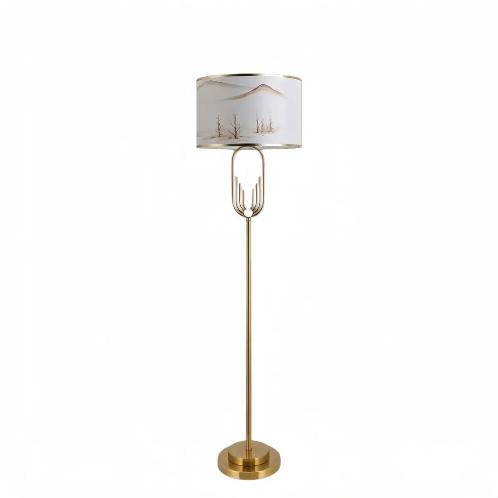 Modern Gold Floor/Table Lamp - Metal Frame with Fabric Living Room/Bedroom - Flindria