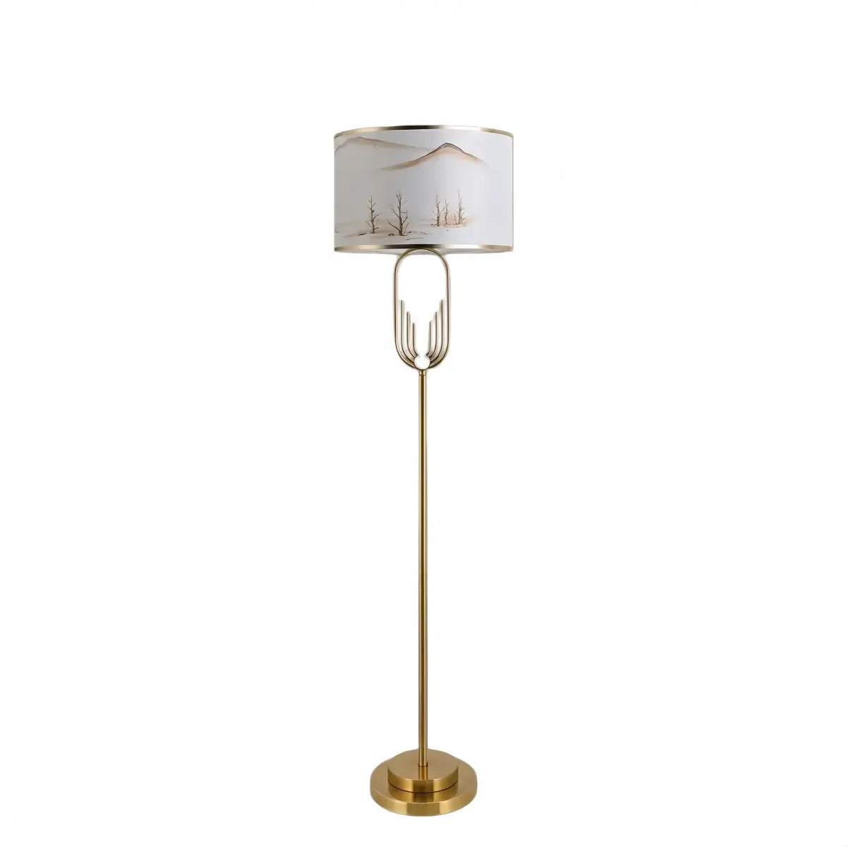 Modern Gold Floor/Table Lamp - Metal Frame with Fabric Living Room/Bedroom - Flindria