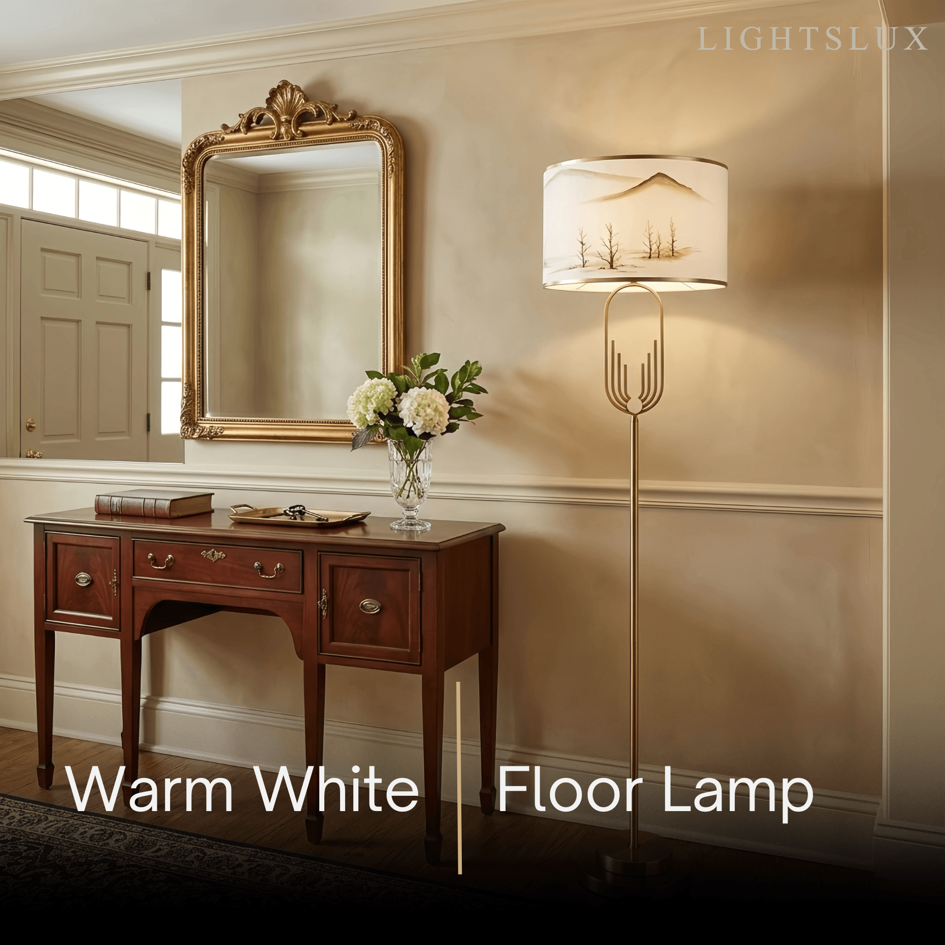 Modern Gold Floor/Table Lamp - Metal Frame with Fabric Living Room/Bedroom - Flindria