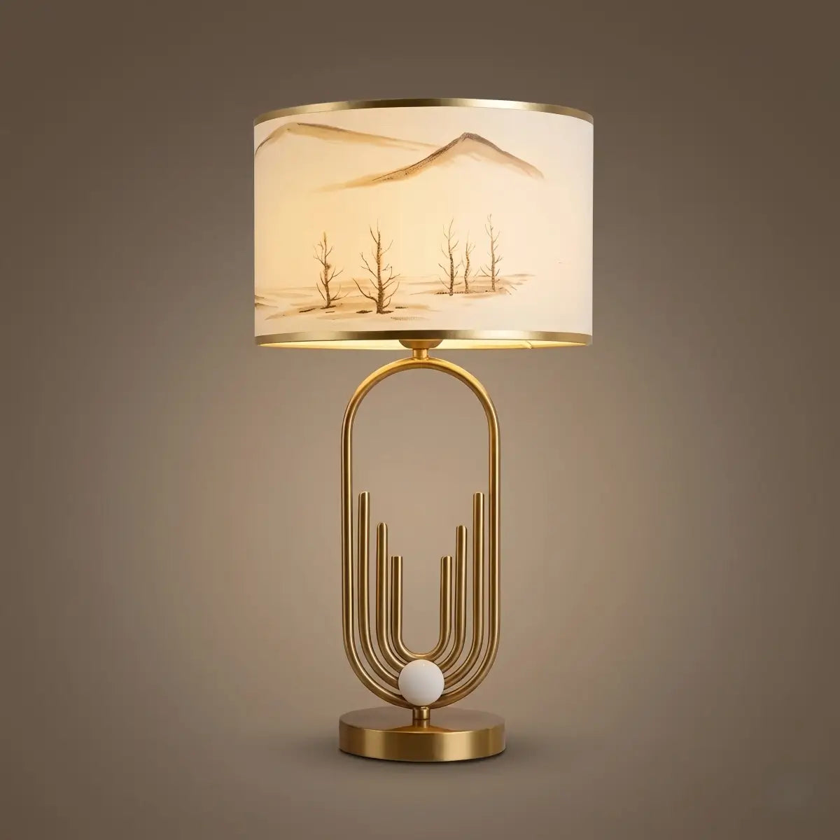 Modern Gold Floor/Table Lamp - Metal Frame with Fabric Living Room/Bedroom - Flindria