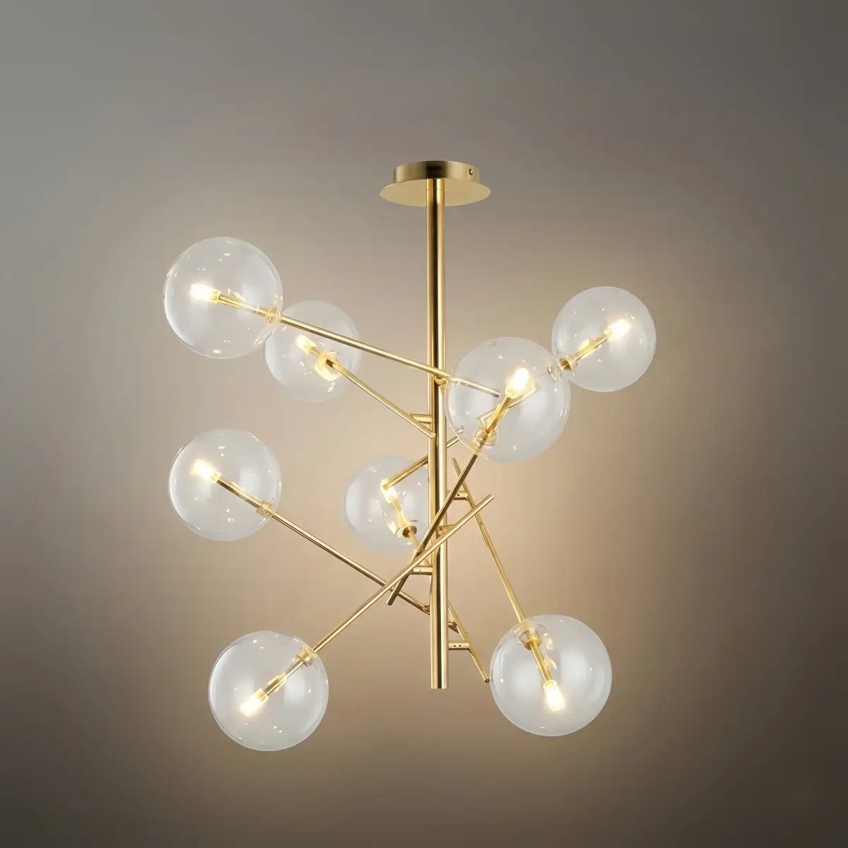 Lámpara de araña de burbujas de diseño - Vidrio claro y rama metálica para comedor/cocina - Flindria