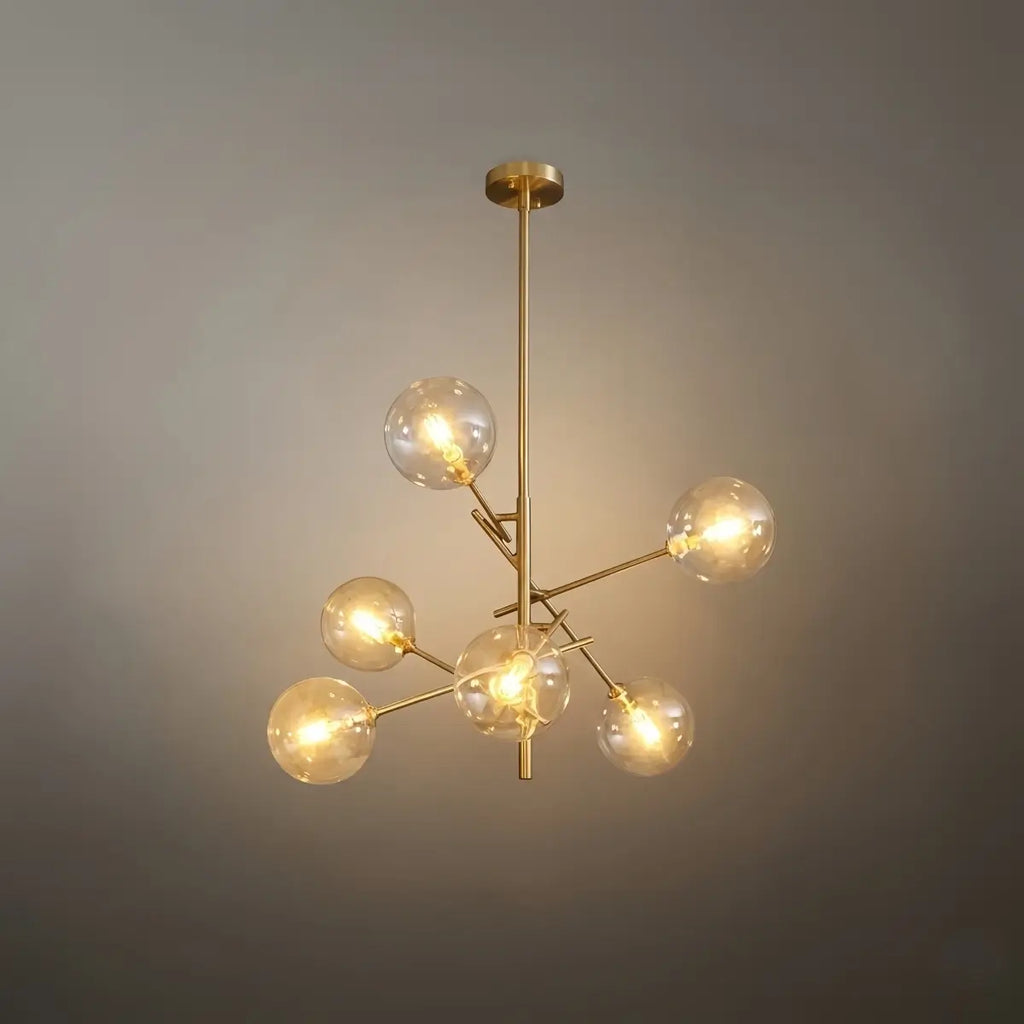 Lámpara de araña de burbujas de diseño - Vidrio claro y rama metálica para comedor/cocina - Flindria
