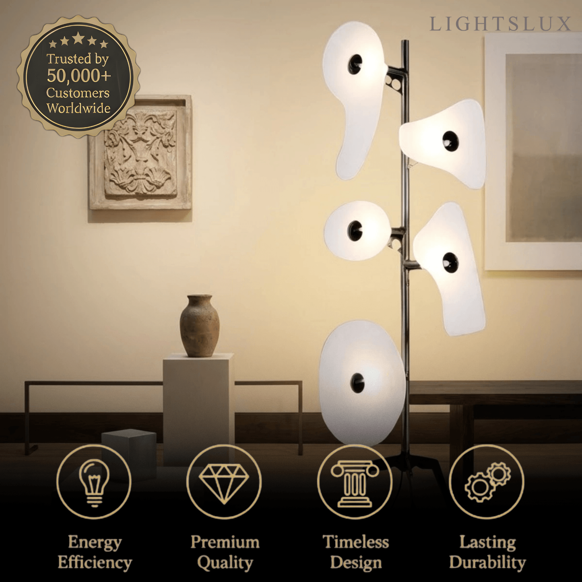 Lampadaire moderne - Métal/ABS en blanc/multicolore pour salon - Flindria